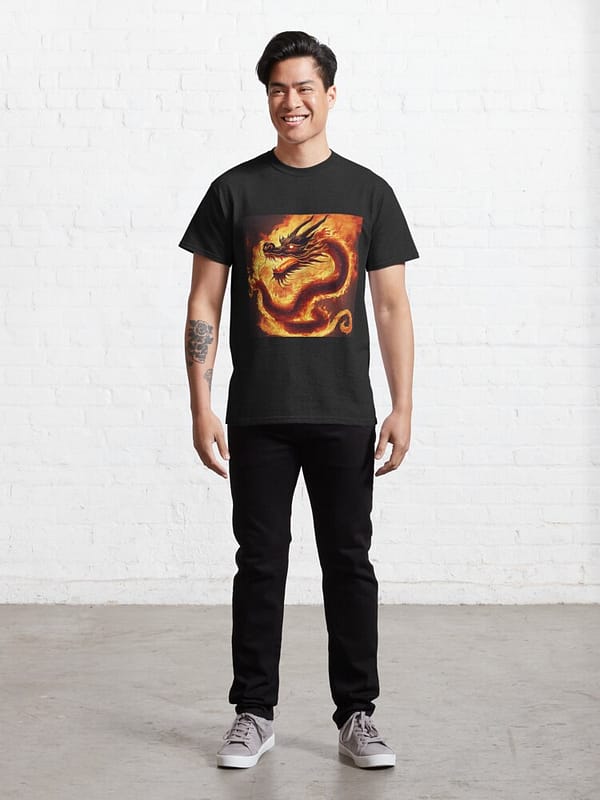 classic t shirt dragon inferno embrace ragazzo frotne