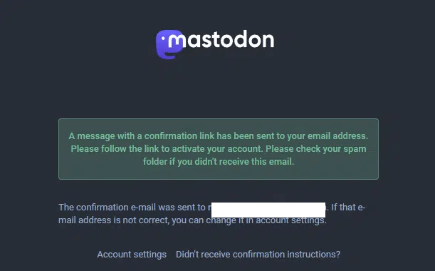 mastodon conferma indirizzo