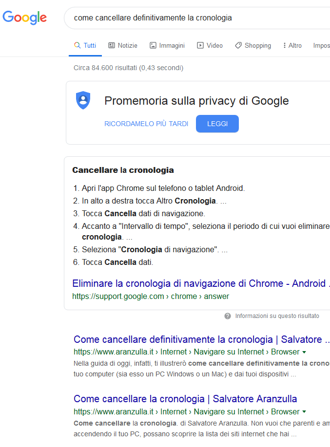 cancellare rimuovere
