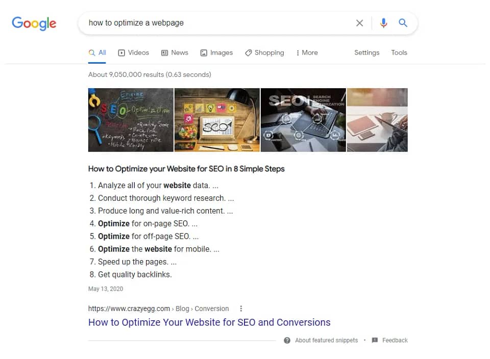 featured snippet heading optimization